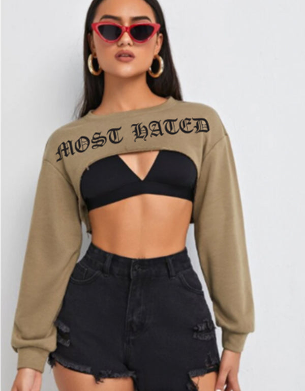 SC WOMENS MOST HATED CROPPED CREWNECK