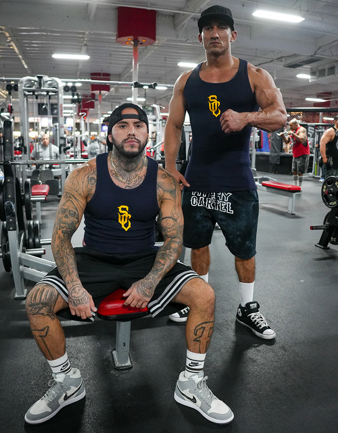STRENGTH CARTEL RIBBED TANK NAVY Strength Cartel