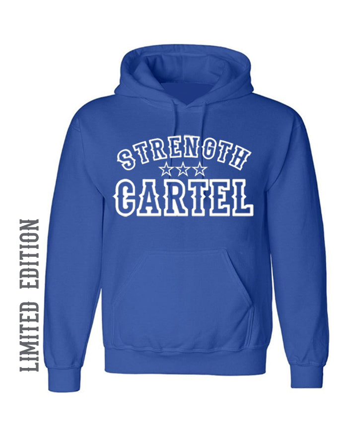 STRENGTH CARTEL STARS PINSTRIPE PULLOVER BLUE HOODIE