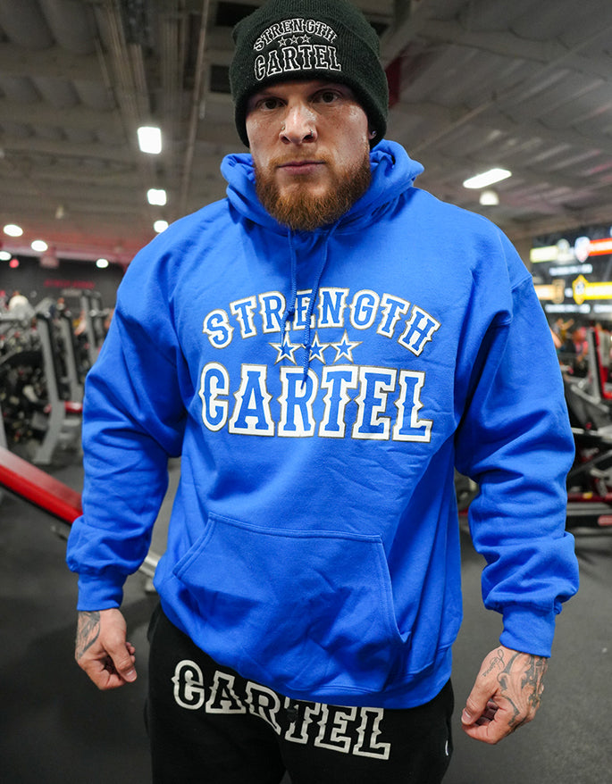 STRENGTH CARTEL STARS PINSTRIPE PULLOVER BLUE HOODIE