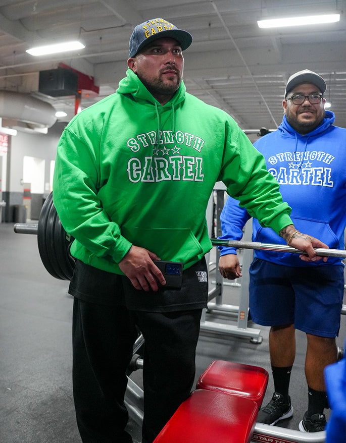 STRENGTH CARTEL STARS PINSTRIPE PULLOVER GREEN HOODIE